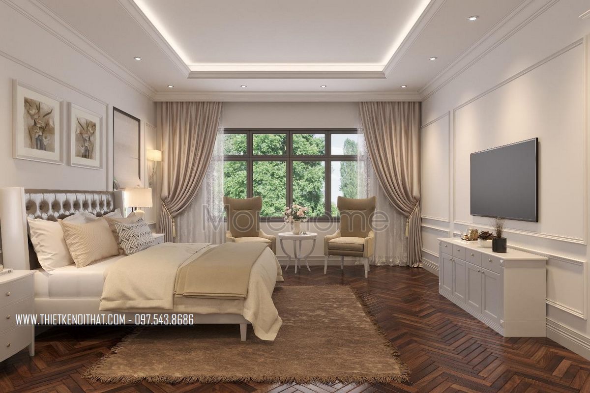 Thiết kế nội thất phòng ngủ cho biệt thự thái bình